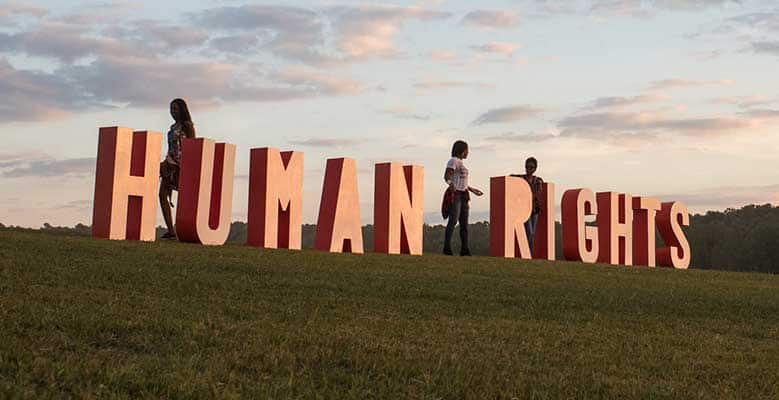 Sign that says "Human Rights"